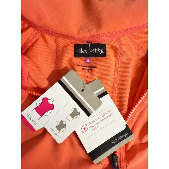 Alex + Abby Women's Pursuit Full-Zip Jacket Silky Soft Ruched Size XL Coral NWT - Picture 7 of 7
